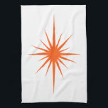 Orange Atomic Starburst Mid Century Hand Towel<br><div class="desc">Add a pop of colour to your kitchen with this adorable dark orange atomic star kitchen towel. This will look fantastic hanging from the oven door!</div>