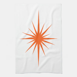 Orange Atomic Starburst Mid Century Hand Towel