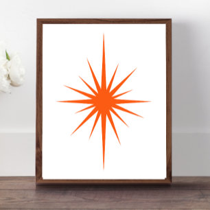 Orange Atomic Starburst Mid Century Modern Decor