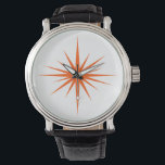 Orange Atomic Starburst Mid Century Modern Watch<br><div class="desc">This fab mid century modern watch features a bold orange starburst,  which will make a fun statement on your wrist!</div>