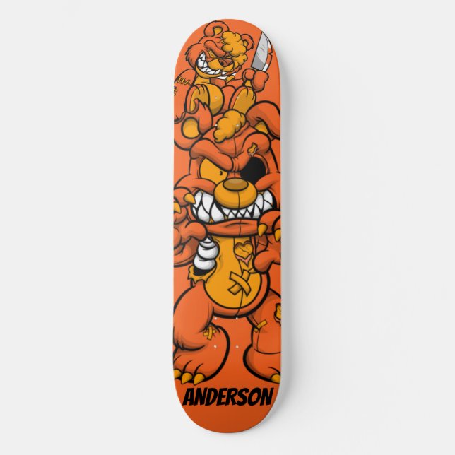 Orange Attack Bear theme  Skateboard (Front)