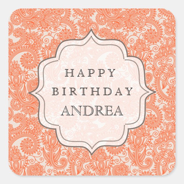 Orange Autumn Birthday Dessert Table Tag Label (Front)
