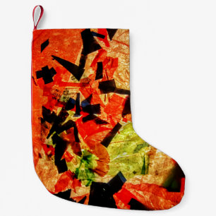 orange autumn christmas stocking,Orange abstract Small Christmas Stocking