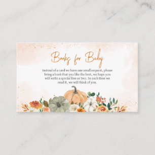 Orange Autumn Fall Floral Pumpkin Books for Baby Enclosure Card