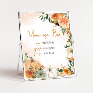 Orange Autumn Fall Floral Pumpkin Mum Osa Bar Poster