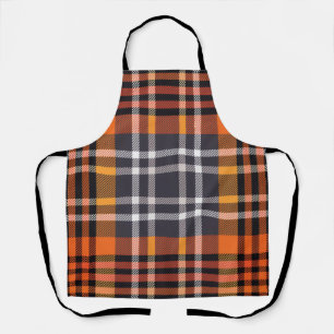 Orange Autumn Fall Halloween Thanksgiving Plaid Apron