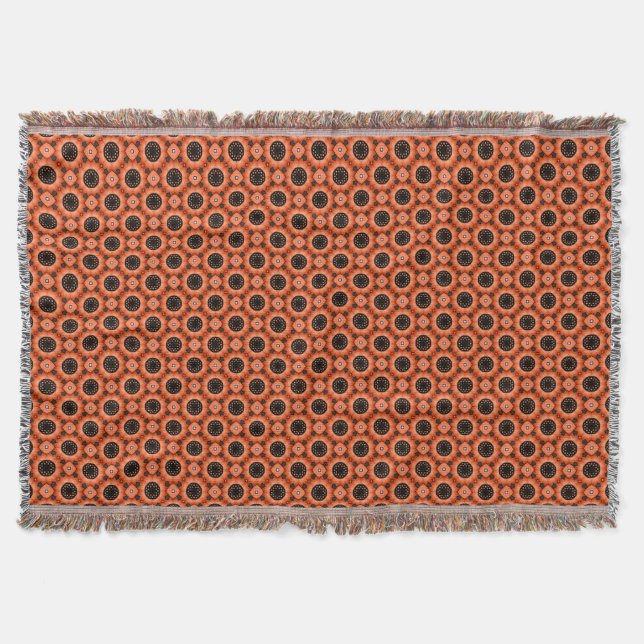 Orange Autumn Flower Throw Blanket (Front)