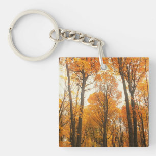 Orange Autumn Forest Key Ring