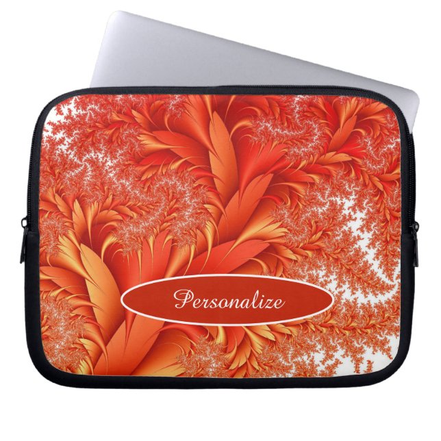 Orange Autumn Leaves Nature Personalise Laptop Sleeve (Front)