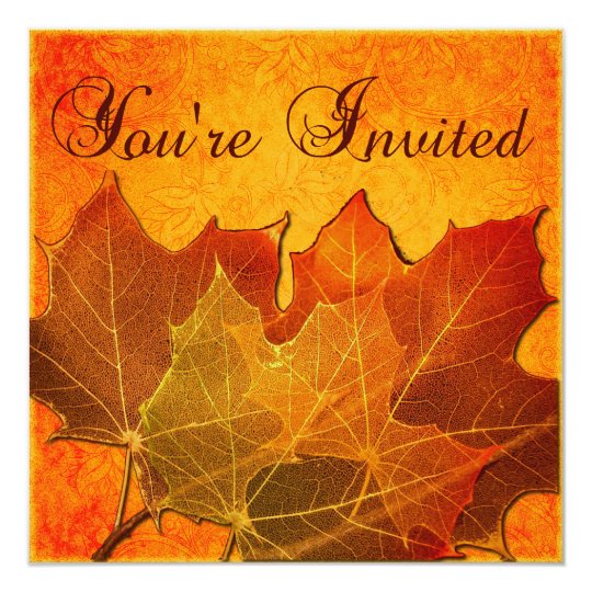 Orange Autumn Leaves Thanksgiving Custom Card