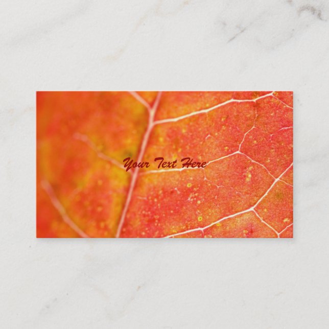 Orange Autumn Maple Leaf Business Card (Front)