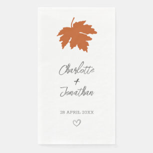Orange Autumn Maple Leaf Wedding   Napkin