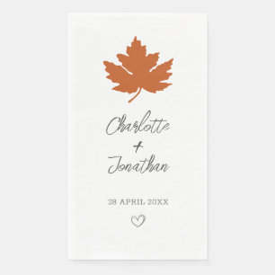 Orange Autumn Maple Leaf Wedding   Paper Guest Tow Napkin