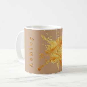 Orange Autumn Paper Texture Monogram Mug
