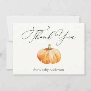 Orange Autumn Pumpkin Thank You Note Card