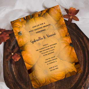 Orange Autumn Pumpkins Post Wedding Brunch Invitation