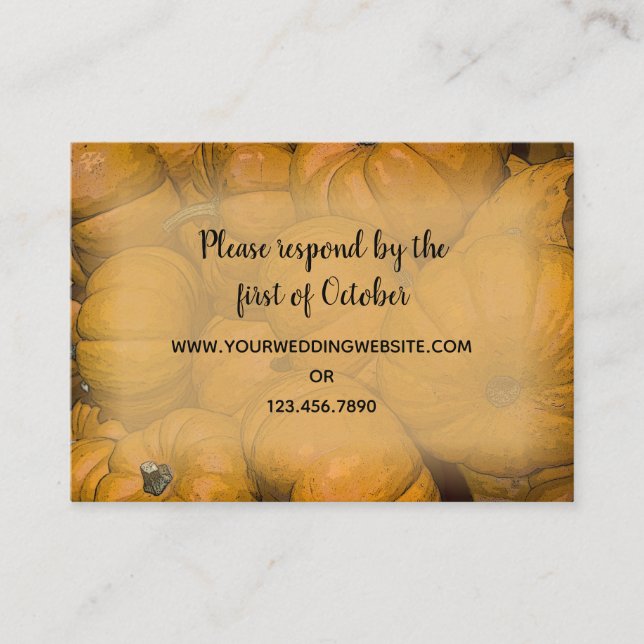 Orange Autumn Pumpkins Wedding RSVP Response Card (Front)