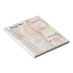 Orange autumn watercolor floral day plan notepad