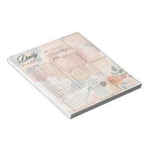 Orange autumn watercolor floral day plan notepad