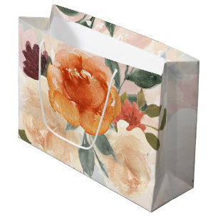Orange autumn watercolor floral  large gift bag