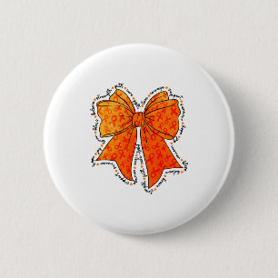 Orange Awareness Bow Supporting Multiple Sclerosis 6 Cm Round Badge