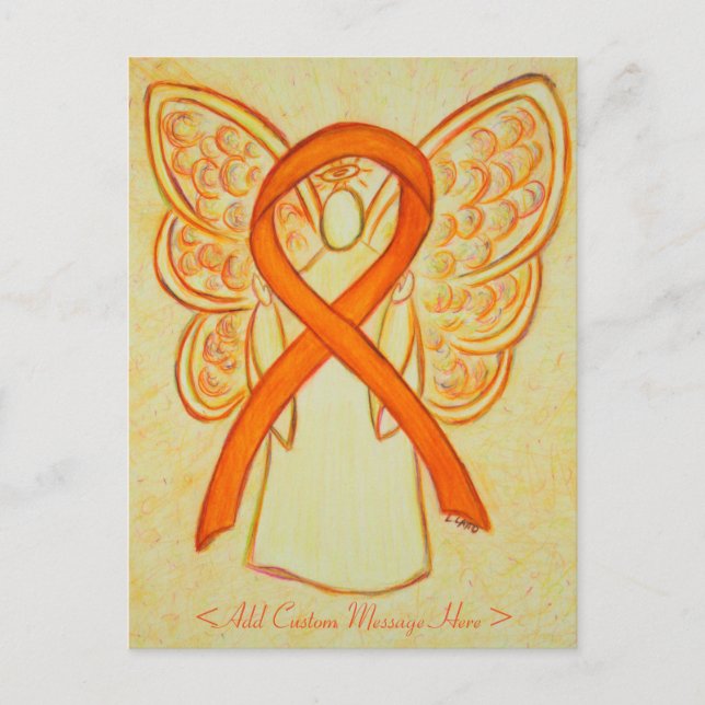 Orange Awareness Ribbon Angel Custom Postcard (Front)