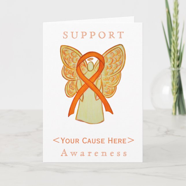Orange Awareness Ribbon Angel Customised Card (Front)
