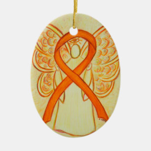 Orange Awareness Ribbon Angel Pendant Ornament