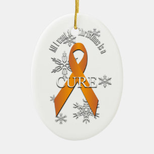 Orange Awareness Ribbon Christmas Cure Ornament
