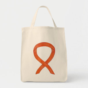 Orange Awareness Ribbon Custom Art Tote Bag
