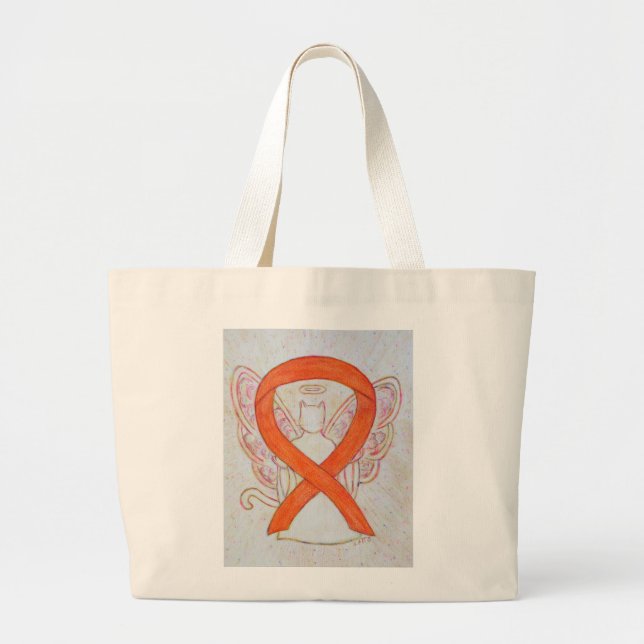 Orange Awareness Ribbon Custom Art Tote Bag (Front)