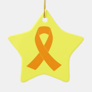 Orange Awareness Ribbon - Leukaemia, MS Ceramic Tree Decoration