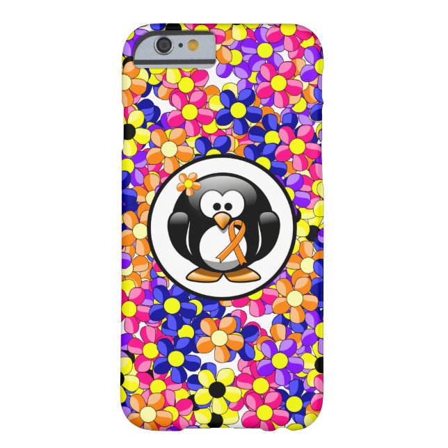 Orange Awareness Ribbon Penguin Case-Mate iPhone Case (Back)