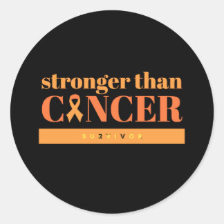 Orange Awareness Stronger Than Cancer  Classic Round Sticker