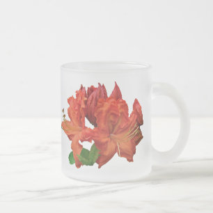 Orange Azalea Blossoms Frosted Glass Coffee Mug