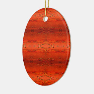 Orange Aztec Pattern Ceramic Tree Decoration