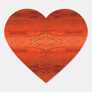 Orange Aztec Pattern Heart Sticker