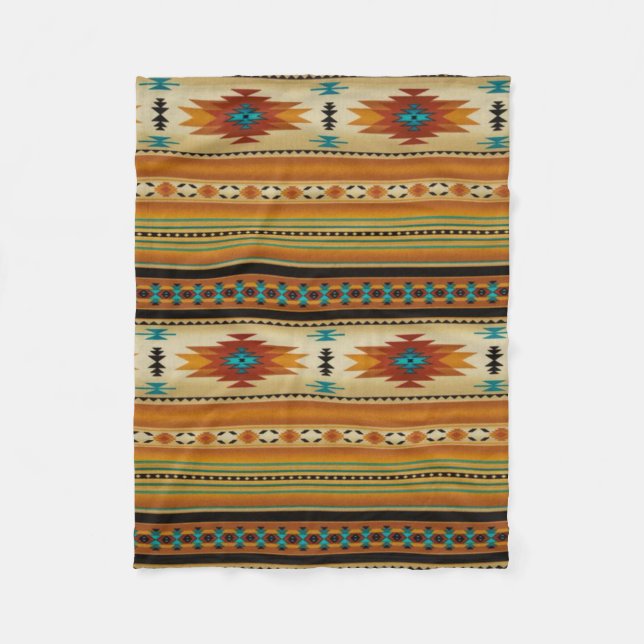 ORANGE Aztec Print Fleece Blanket (Front)