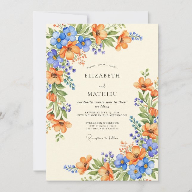 Orange Azure Bountiful Summer Wedding Invitation (Front)