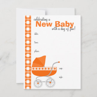 orange Baby Buggy Invitation