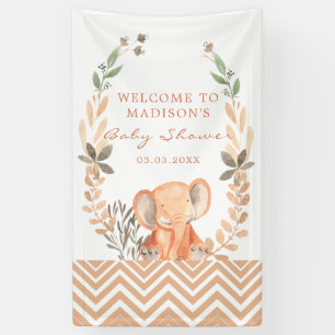Orange Baby Elephant Baby Shower Banner