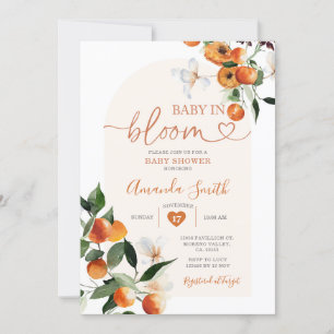 Orange Baby in bloom Summer Baby Shower Invitation