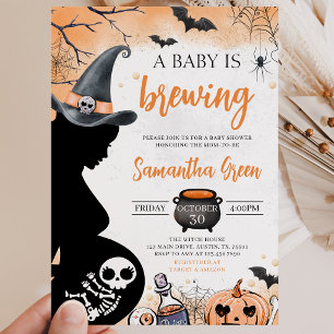 Orange Baby is Brewing Halloween Baby Shower Invitation