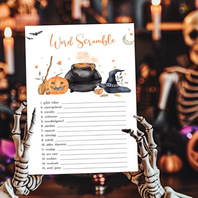 Orange Baby is Brewing Word Scramble Game (Baby is Brewing Baby Shower Word Scramble Game)