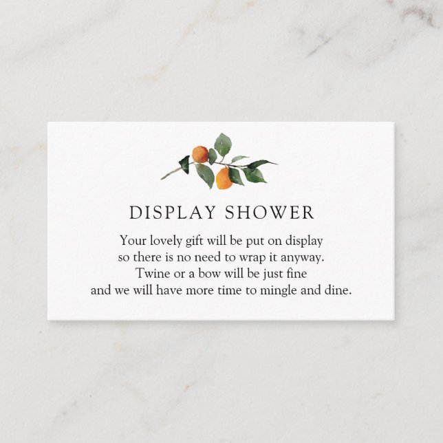 Orange Baby or Bridal Shower Enclosure Card (Front)