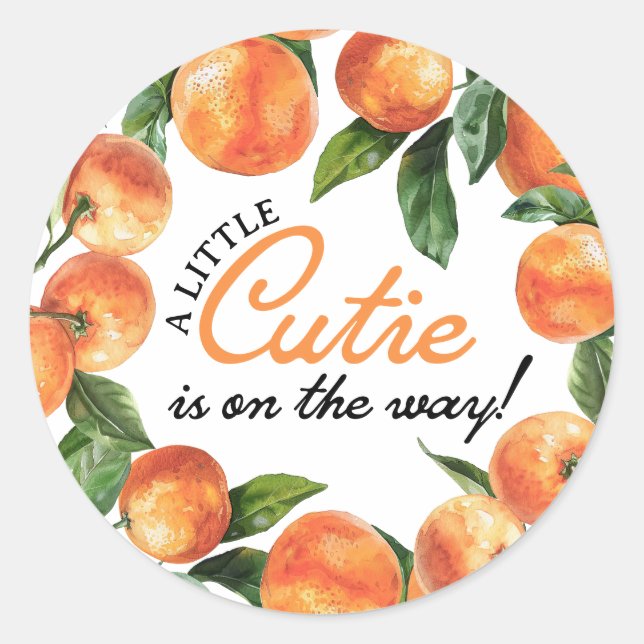 Orange Baby Shower  Classic Round Sticker (Front)