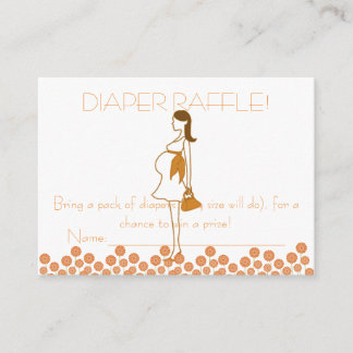 Orange Baby Shower Diaper Raffle Tickets Enclosure Card