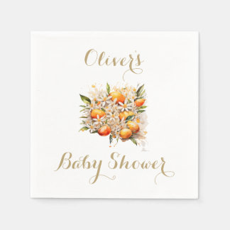 Orange Baby Shower Gender Neutral Citrus  Napkin