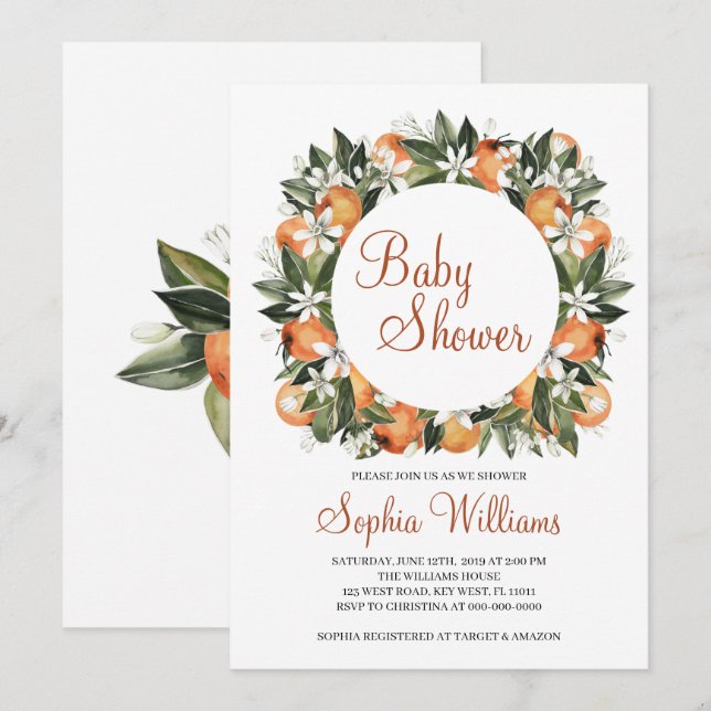 Orange Baby Shower Invitation (Front/Back)