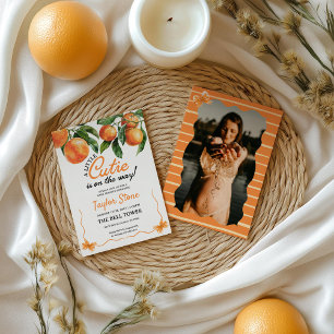 Orange Baby Shower Invitation with Photo